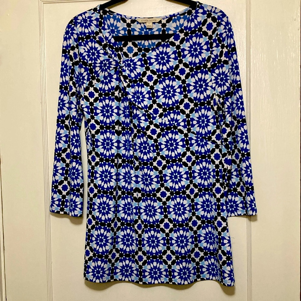 Blue Geometric Women's Tunic Top